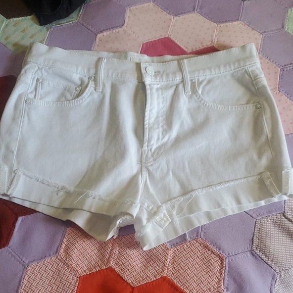 Mother Jeans The Rascal Slit Flip Short In Glass Slipper Mid Rise 2.5" Inseam - Picture 4 of 16